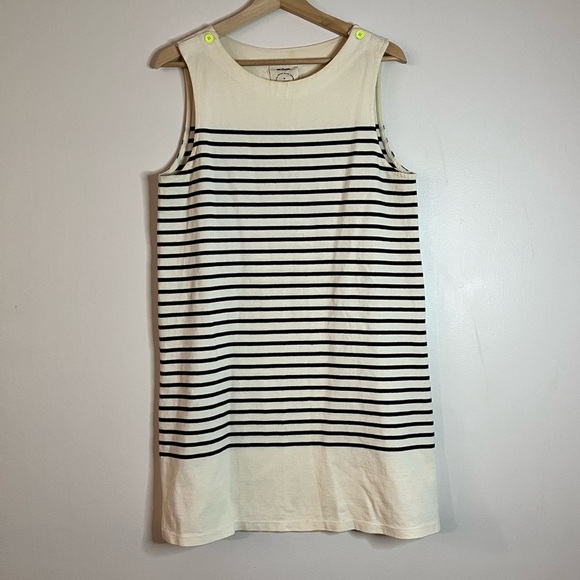AlliHop Black & White Striped Sleeveless Knit Shift Dress Size M - Picture 1 of 12